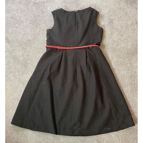 Black Label Evan-Picone Polka Dot Sleeveless Dress Pockets Red Belt Size 12 - Picture 2 of 11